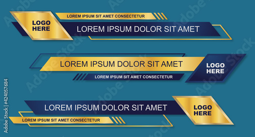 Modern geometric lower third banner template design. Colorful lower thirds set template vector. Vector illustration