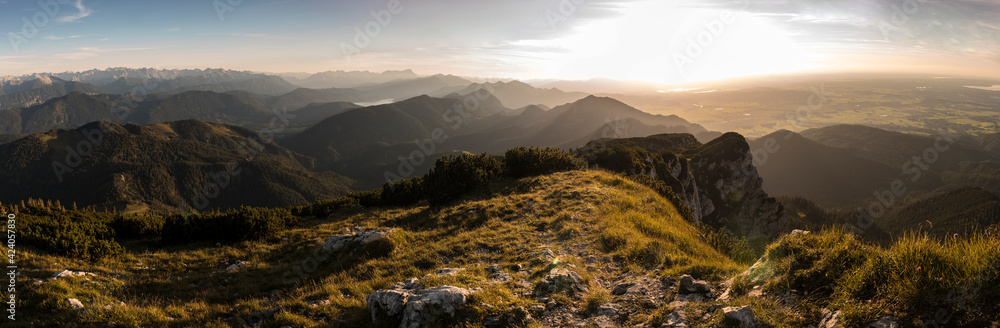 Panorama view Benediktenwand mountain in Bavaria, Germany