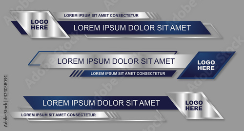 Modern geometric lower third banner template design. Colorful lower thirds set template vector. Vector illustration