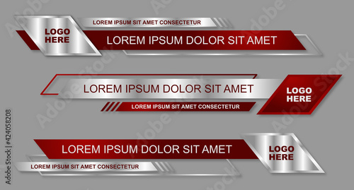 Modern geometric lower third banner template design. Colorful lower thirds set template vector. Vector illustration photo