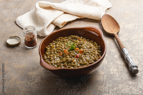 Curry indian lentils soup photo