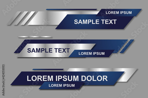 Modern geometric lower third banner template design. Colorful lower thirds set template vector. Vector illustration