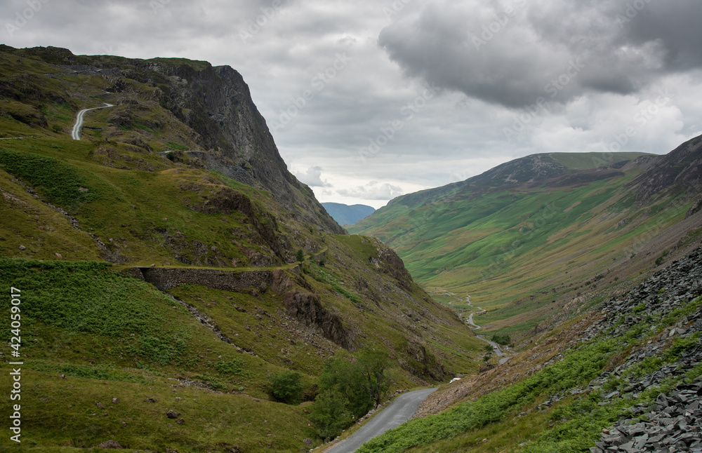 Honister Pass in the Lake District, is a mountain pass joining Borrowdale to the Buttermere Valley in England UK.