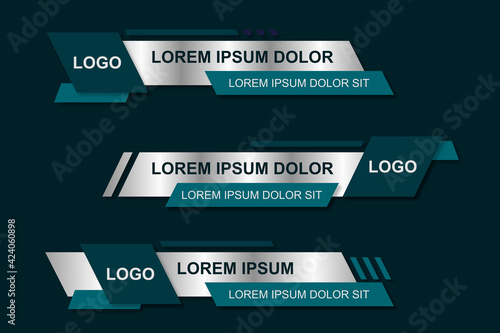 Modern geometric lower third banner template design. Colorful lower thirds set template vector. Vector illustration