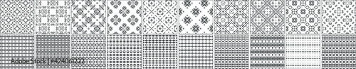 Universal different geometric seamless patterns. Endless vector texture can be used for wrapping wallpaper, pattern fills, web background,surface textures. Set of monochrome ornaments