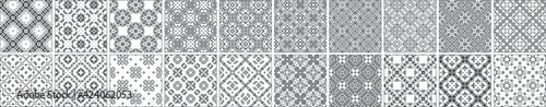 Universal different geometric seamless patterns. Endless vector texture can be used for wrapping wallpaper, pattern fills, web background,surface textures. Set of monochrome ornaments