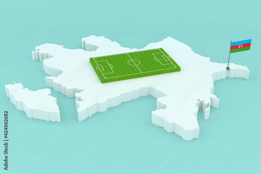 Football Championship. Green soccer lawn on Azerbaijan layout