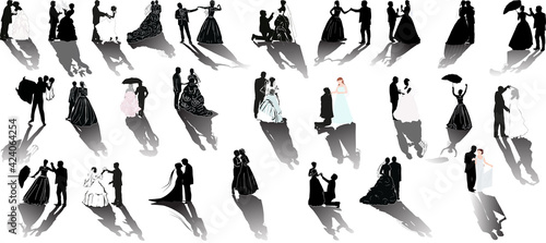 twenty five wedding couples with shadows