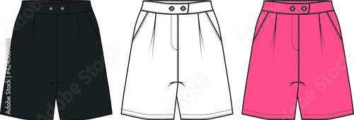 Flat sketch shorts design for women.
