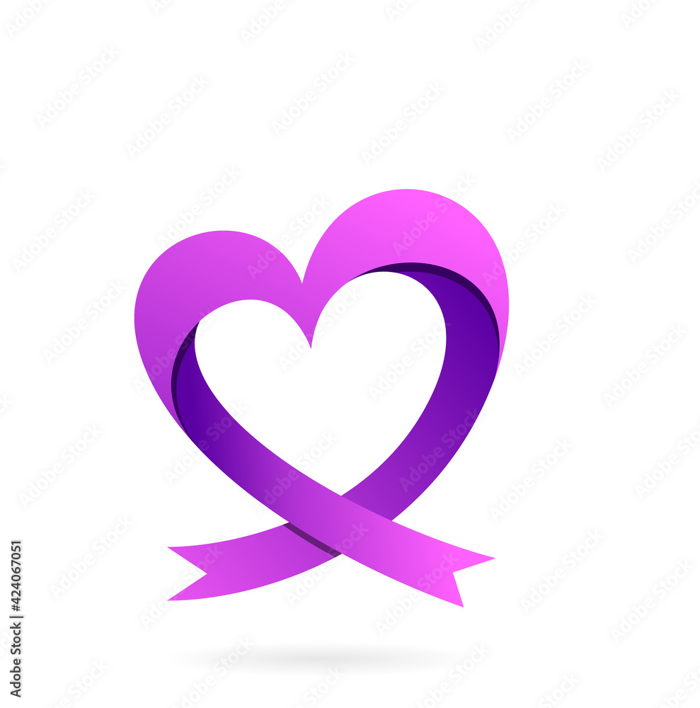 love ribbon logo vector icon