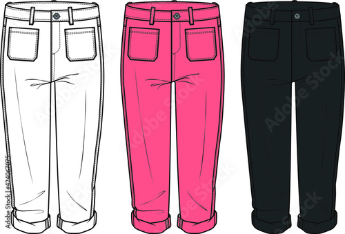 Flat sketch trousers design for women.