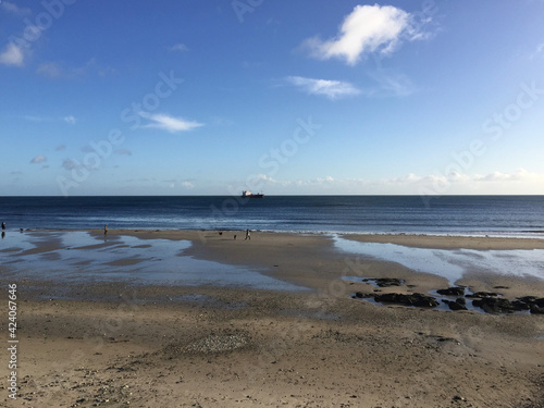 A winter day on Douglas beach at low tide, Isle of Man
