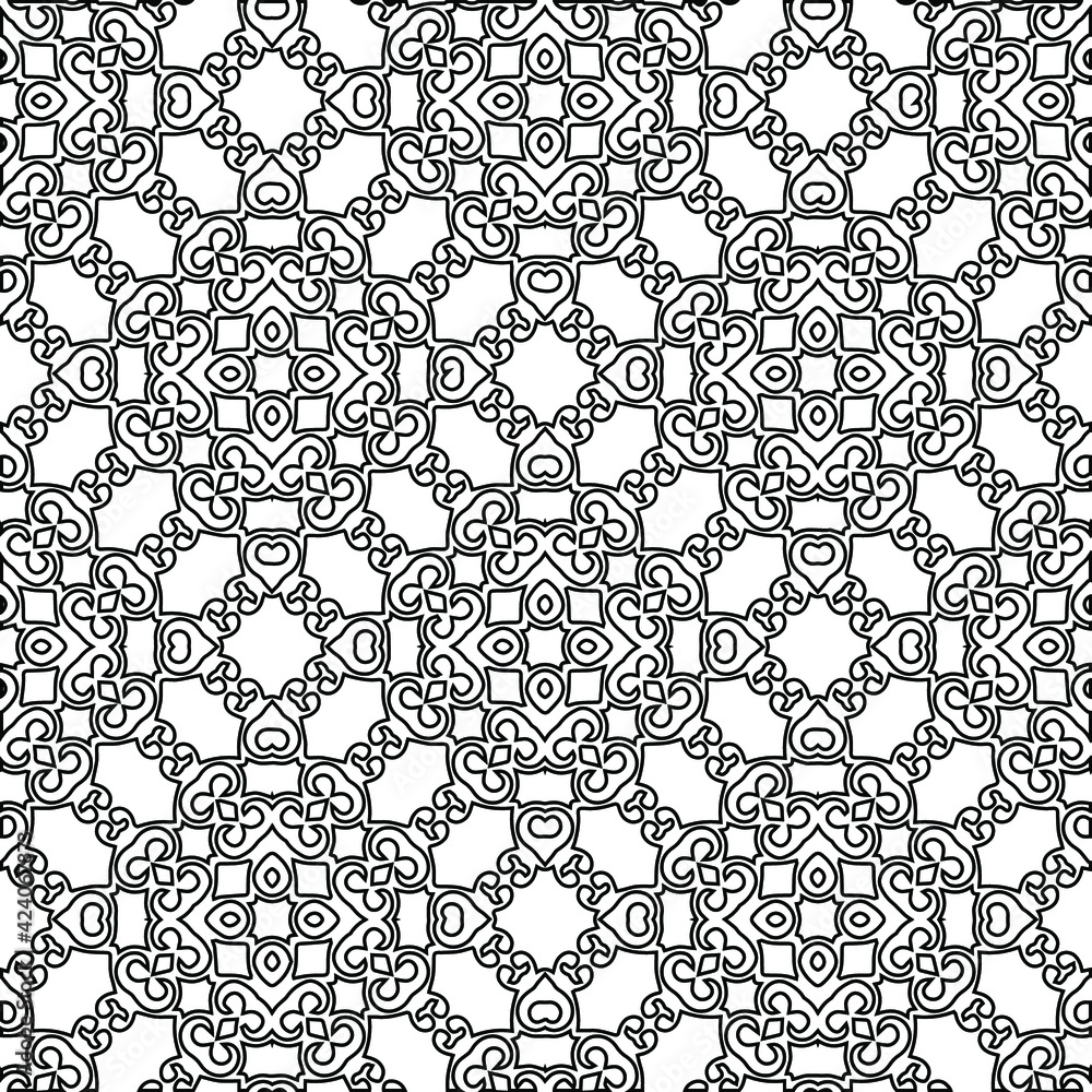 Geometric vector pattern with triangular elements. Seamless abstract ornament for wallpapers and backgrounds. Black and white colors. Geometric vector pattern with triangular elements. Seamless abstract ornament for wallpapers and backgrounds. Black and white colors.