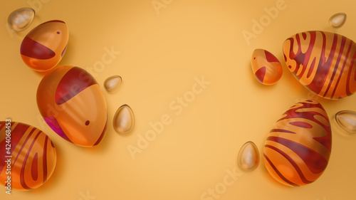 Three dimensional easter eggs render.