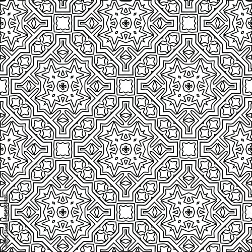 Wallpaper Mural Geometric vector pattern with triangular elements. Seamless abstract ornament for wallpapers and backgrounds. Black and white colors.  Torontodigital.ca