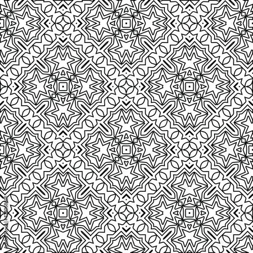 Geometric vector pattern with triangular elements. Seamless abstract ornament for wallpapers and backgrounds. Black and white colors. 