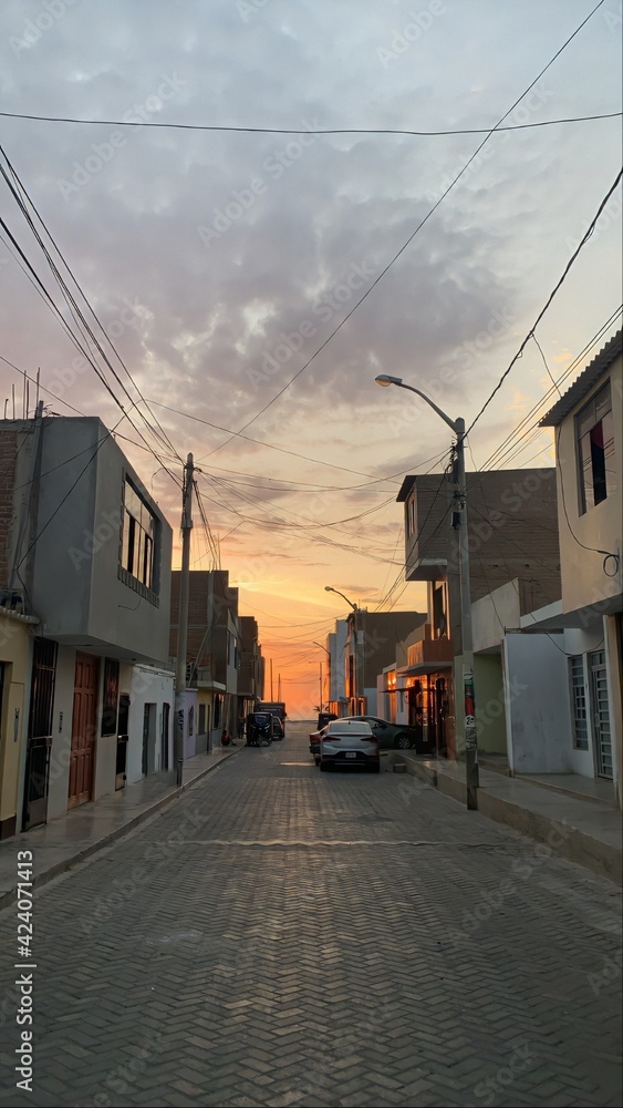 street at sunset