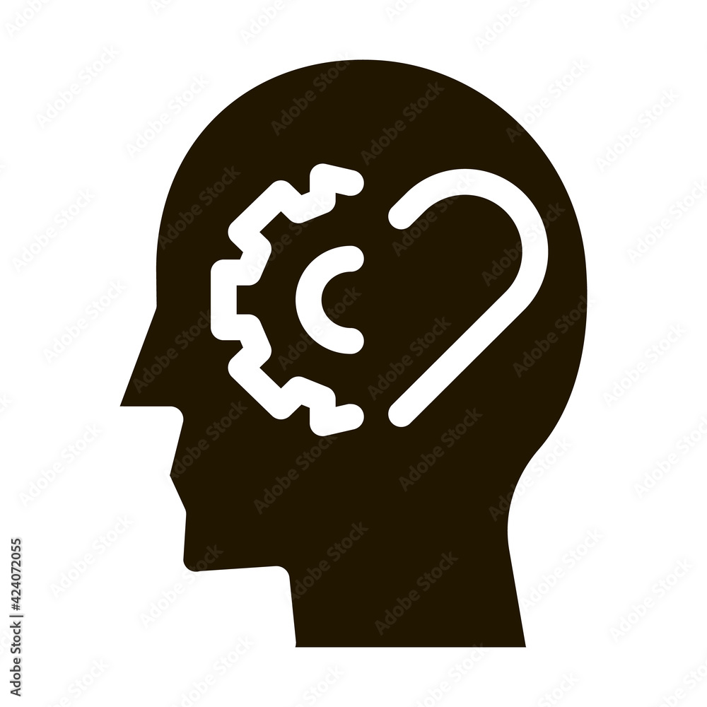 human brain settings and heart glyph icon vector. human brain settings and heart sign. isolated symbol illustration human brain settings and heart glyph icon vector. human brain settings and heart sign. isolated symbol illustration