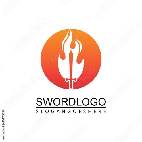 Sword Fire Logo Vector Template Design