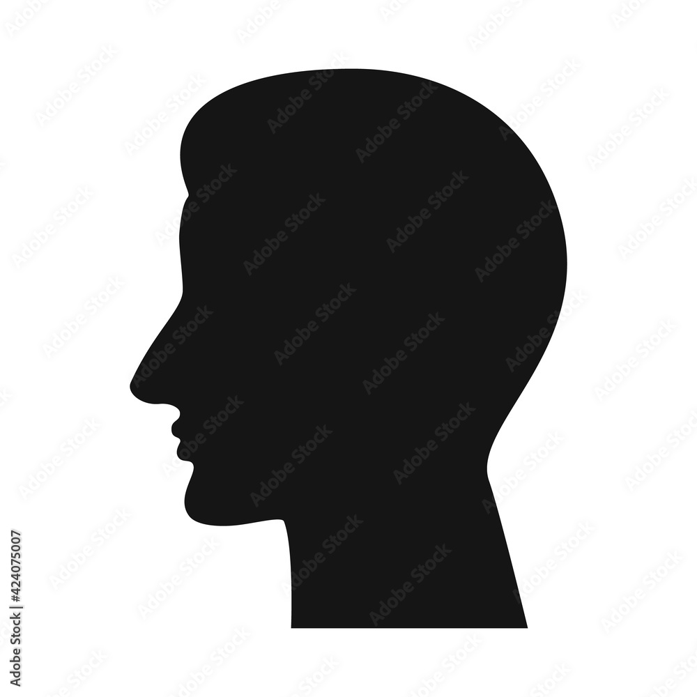 Man side profile, human head silhouettes isolated