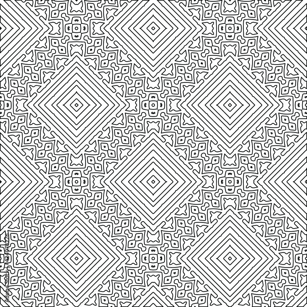 Geometric vector pattern with triangular elements. Seamless abstract ornament for wallpapers and backgrounds. Black and white colors. Geometric vector pattern with triangular elements. Seamless abstract ornament for wallpapers and backgrounds. Black and white colors.