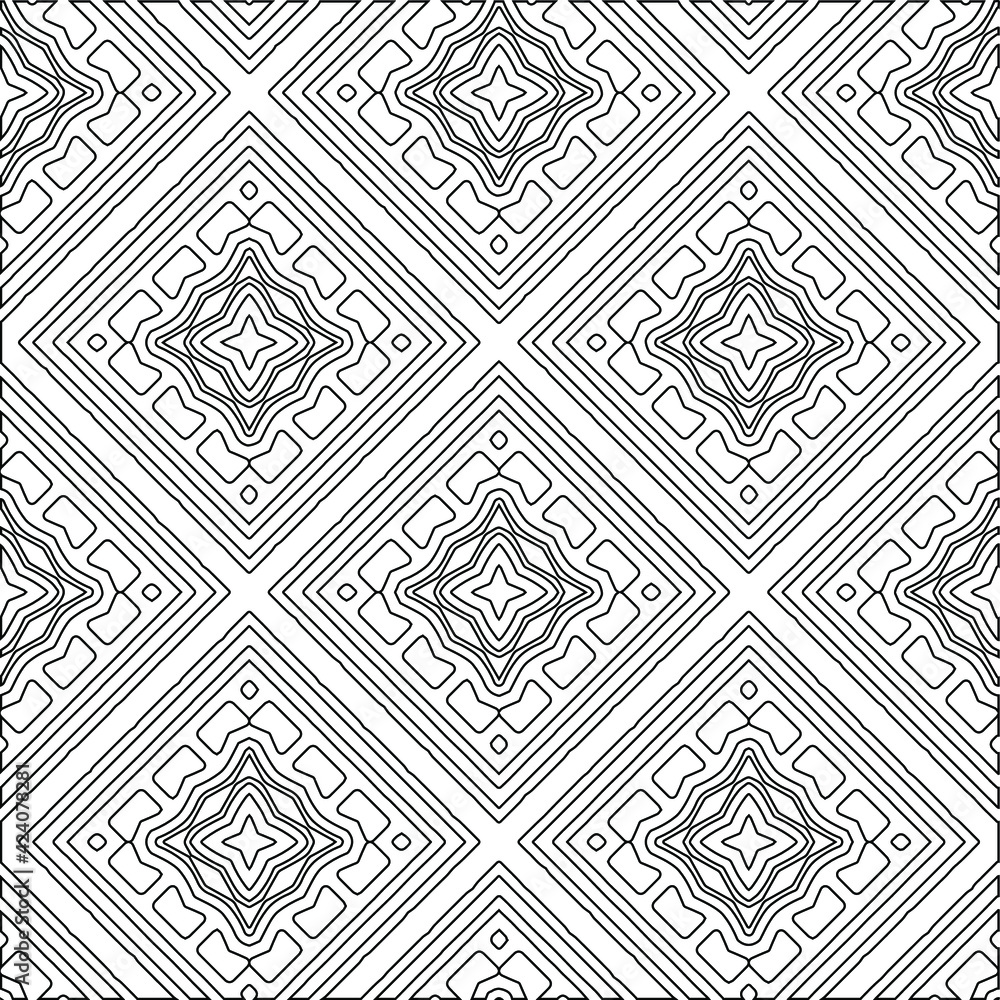 Geometric vector pattern with triangular elements. Seamless abstract ornament for wallpapers and backgrounds. Black and white colors. 