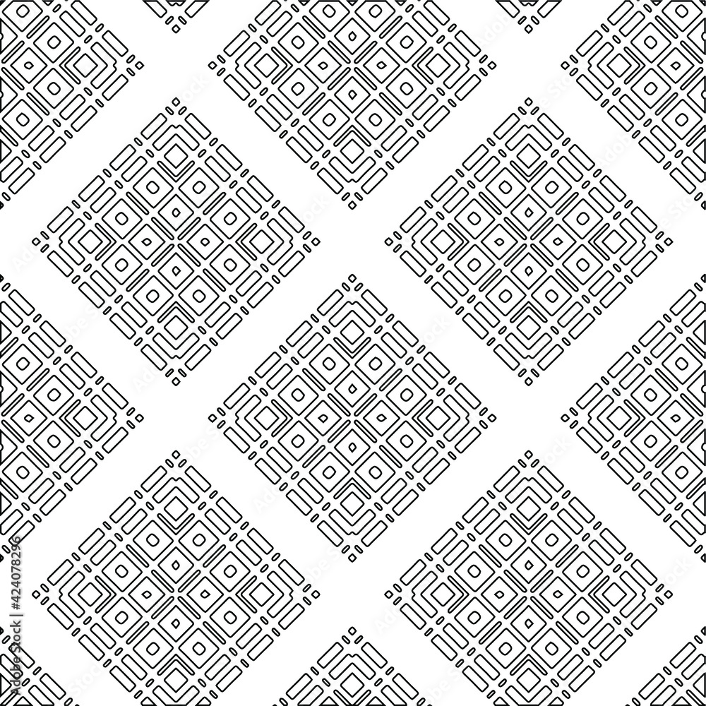 Geometric vector pattern with triangular elements. Seamless abstract ornament for wallpapers and backgrounds. Black and white colors. 