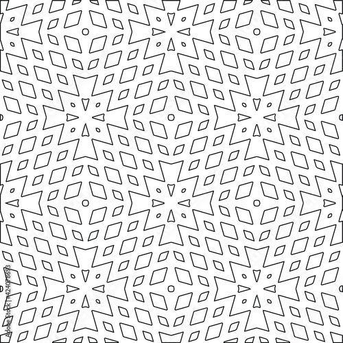 Geometric vector pattern with triangular elements. Seamless abstract ornament for wallpapers and backgrounds. Black and white colors. 