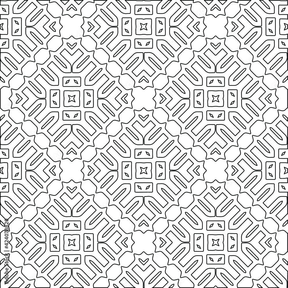 Geometric vector pattern with triangular elements. Seamless abstract ornament for wallpapers and backgrounds. Black and white colors. 