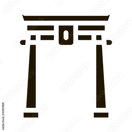 chinese arch with columns glyph icon vector. chinese arch with columns sign. isolated symbol illustration