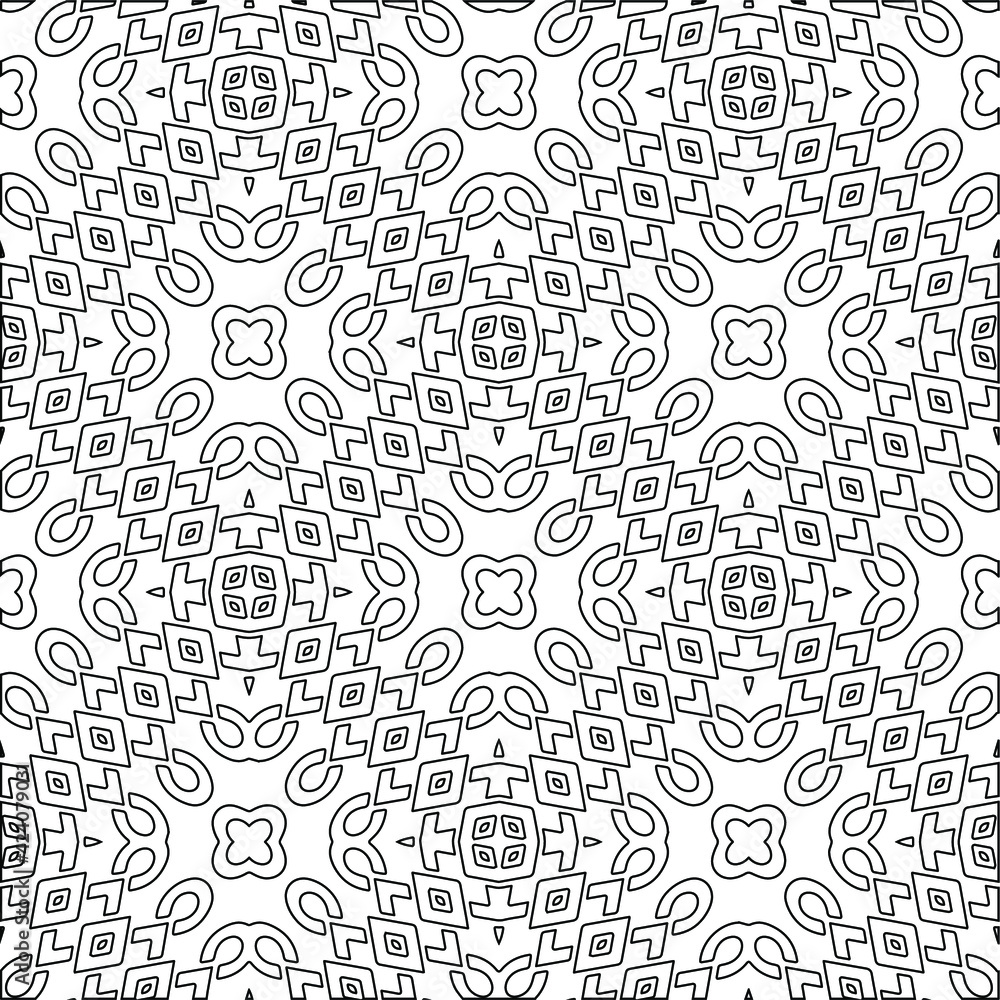 Geometric vector pattern with triangular elements. Seamless abstract ornament for wallpapers and backgrounds. Black and white colors. Geometric vector pattern with triangular elements. Seamless abstract ornament for wallpapers and backgrounds. Black and white colors.