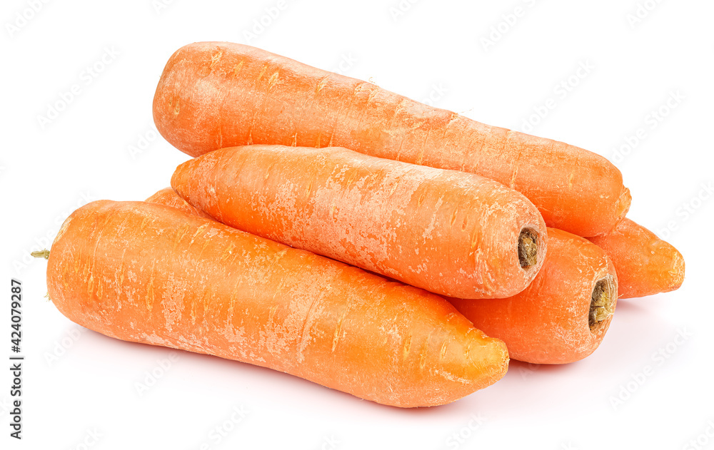 Pile of fresh washed carrots isolated on white background Pile of fresh washed carrots isolated on white background