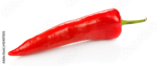 Red hot chili pepper close-up isolated on white background