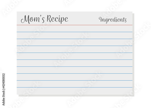 Recipe Card, Mom's Recipe, Vector Illustration Background