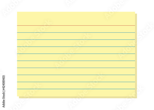 Yellow Index Card, Study Cards, Note Card, Lined Paper, Lined Card, Vector Illustration Background