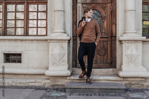 Stylish handsome man in classic business suit