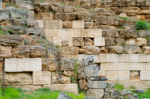 protection preservation and enhancement of the great retaining wall and the votive podestals at the sanctuary of Amphiaraus of Oropos Greece.
