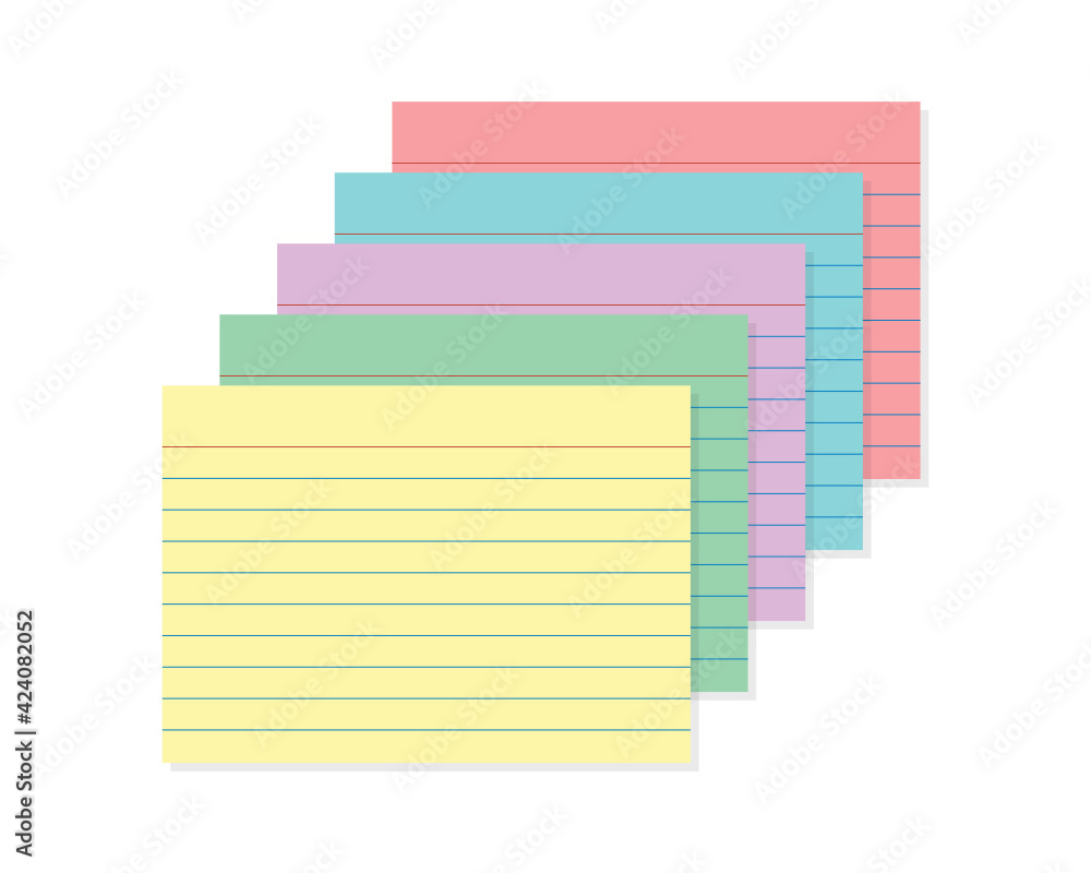 Colorful Index Card Set, Rainbow Index Cards, Study Cards, Note Cards, Lined Paper, Text Card, Vector Illustration Background Colorful Index Card Set, Rainbow Index Cards, Study Cards, Note Cards, Lined Paper, Text Card, Vector Illustration Background