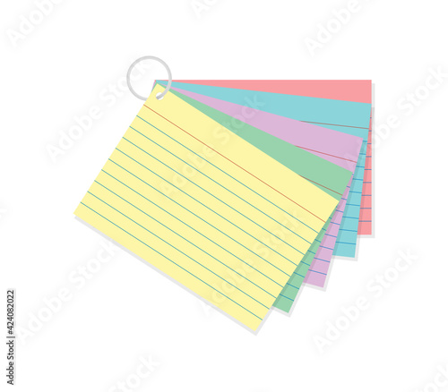 Colorful Index Card Set, Rainbow Index Cards, Study Cards, Note Cards, Lined Paper, Text Card, Vector Illustration Background