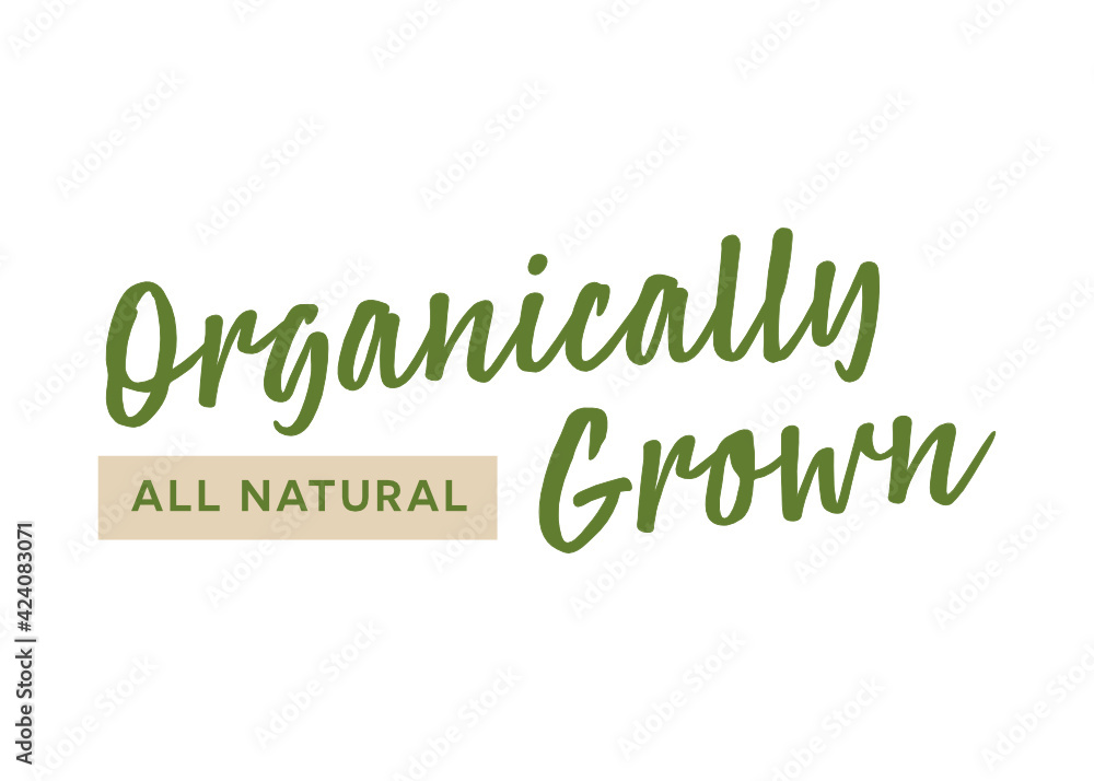 Organically Grown, All-Natural Text, Natural Foods Store Sign, Local Farmer's Market, Farmer's Market Banner, Vector Illustration Background