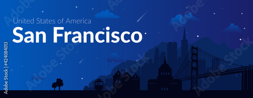 San Francisco, USA famous city scape background.