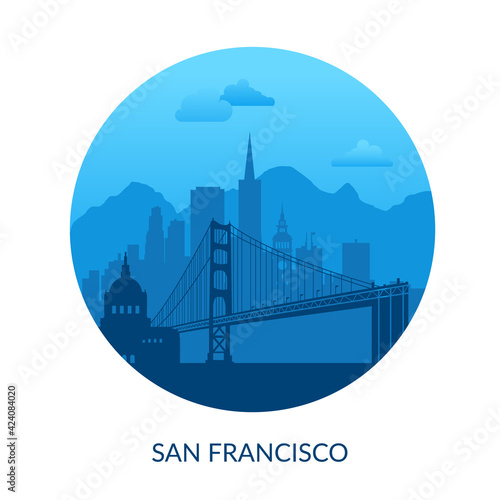 San Francisco, USA famous city scape background.