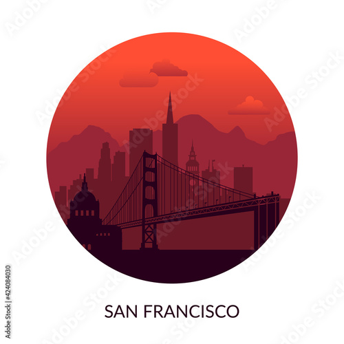 San Francisco, USA famous city scape background.