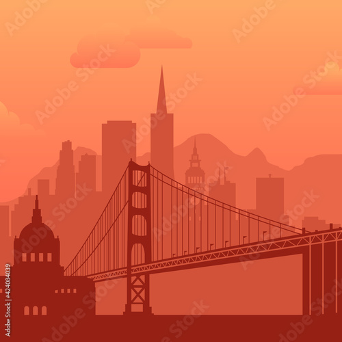 San Francisco, USA famous city scape background.