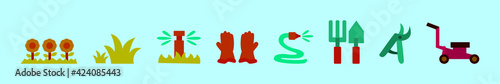 set of lawn cartoon icon design template with various models. vector illustration isolated on blue background