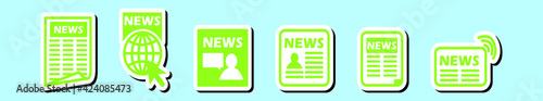 set of news cartoon icon design template with various models. vector illustration isolated on blue background