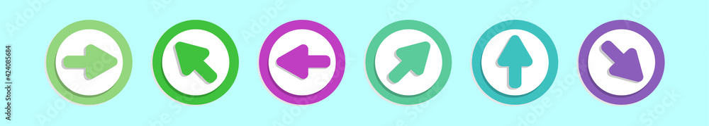 set of arrow cartoon icon design template with various models. vector illustration isolated on blue background set of arrow cartoon icon design template with various models. vector illustration isolated on blue background