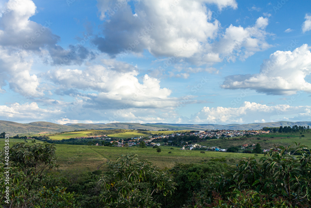 View of the city of Carrancas in Minas Gerais, Brazil