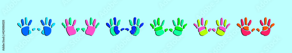set of children hand print cartoon design template with various models. vector illustration isolated on background set of children hand print cartoon design template with various models. vector illustration isolated on background