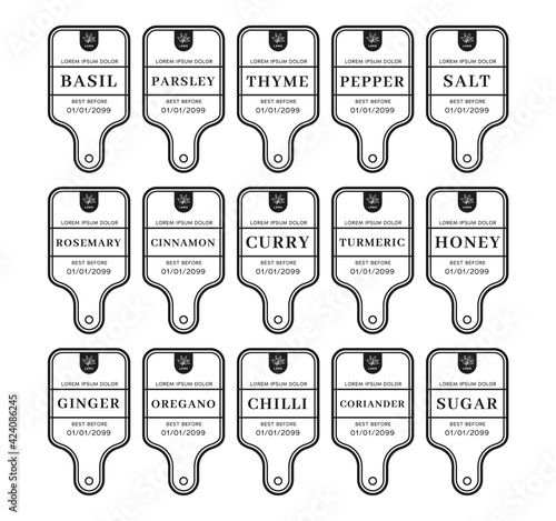 Kitchen pantry label sticker set in cutting board shape, pantry jar sticker label in cutting board shape